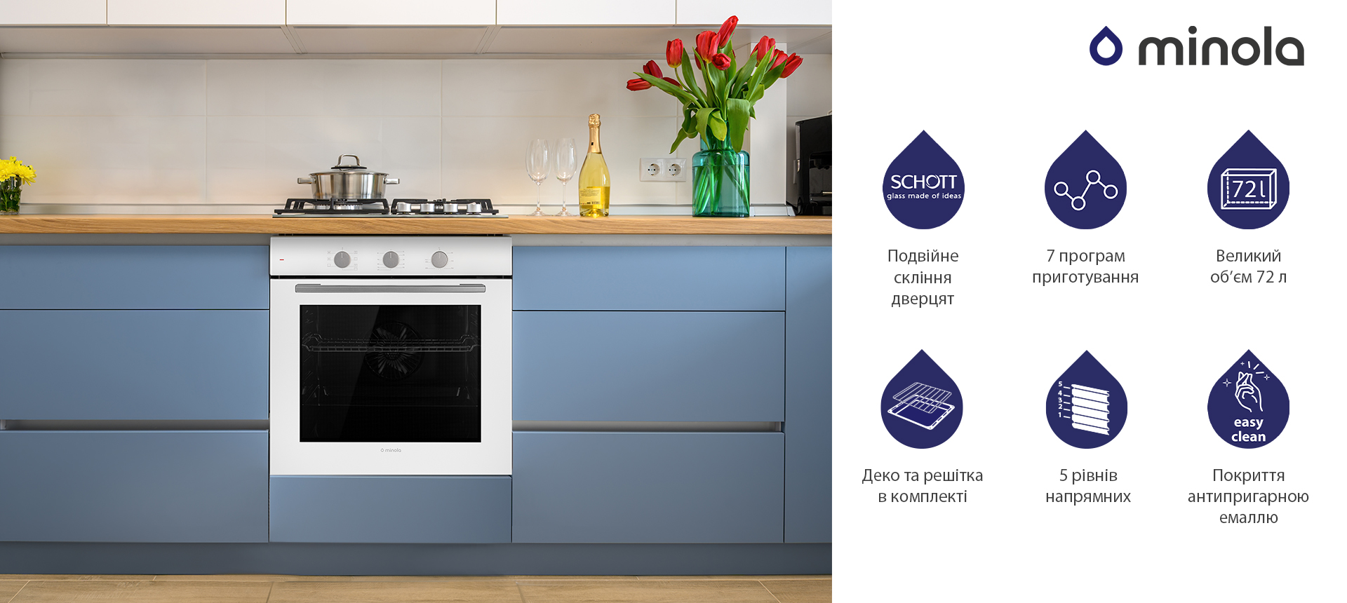 Особливості Minola EO 675 WHITE